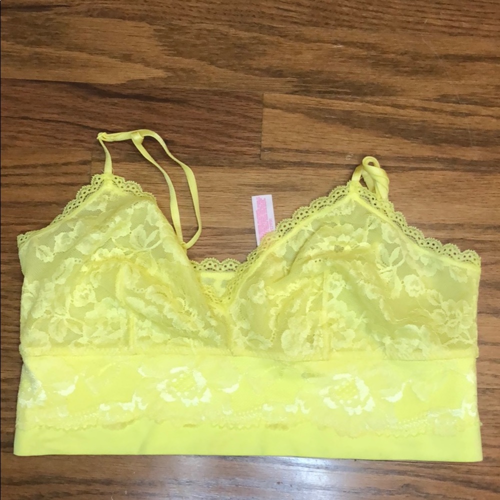 Yellow Victoria’s Secret Body Lace Bralette Size M